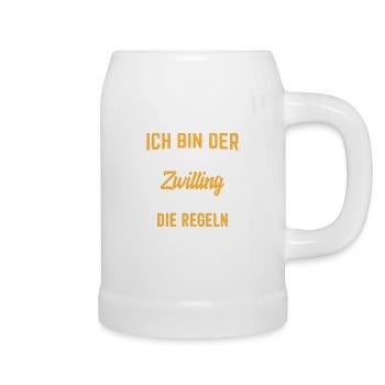 Älterer Zwilling mit Stil – Keine Regeln für mich - Bierkrug - Weiß - Rechts