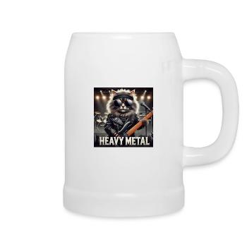Chat Heavy Metal avec Guitare - Chope en céramique - blanc - Droite