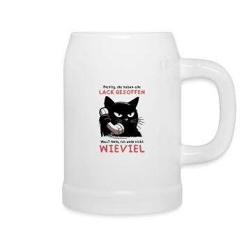 Lack gesoffen? Wieviel?! – Genervte Telefonkatze - Bierkrug - Weiß - Rechts