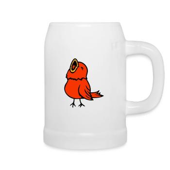 Budgie, songbird, sparrow, bird, chirp, cute - Beer Mug - white - Right