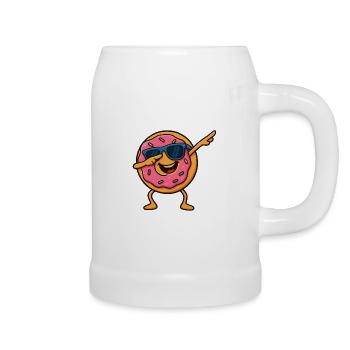 Lustige Coole Dabbing Pose Cartoon Donut Tanzen - Bierkrug - Weiß - Rechts