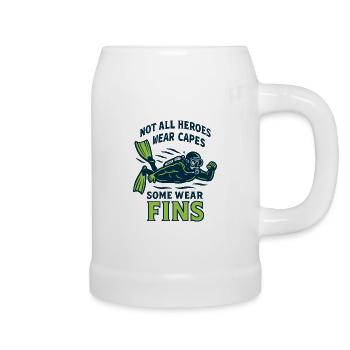 Not all heroes wear capes and fins - Beer Mug - white - Right