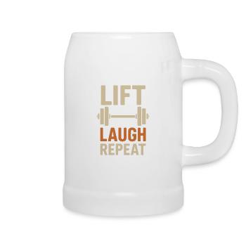 Lift Laugh Repeat Fitness Humor - Beer Mug - white - Right