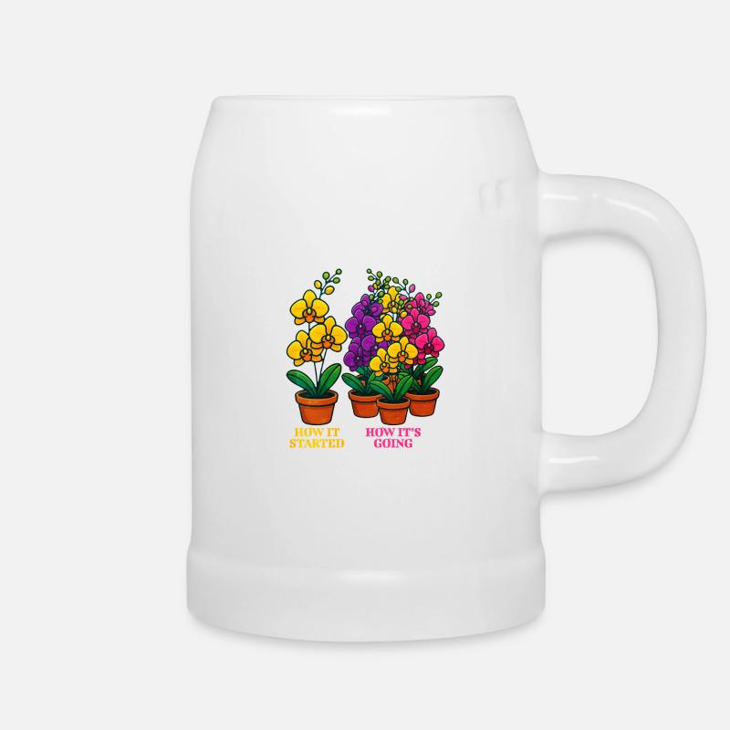 Floral art: development and growth - Beer Mug - white