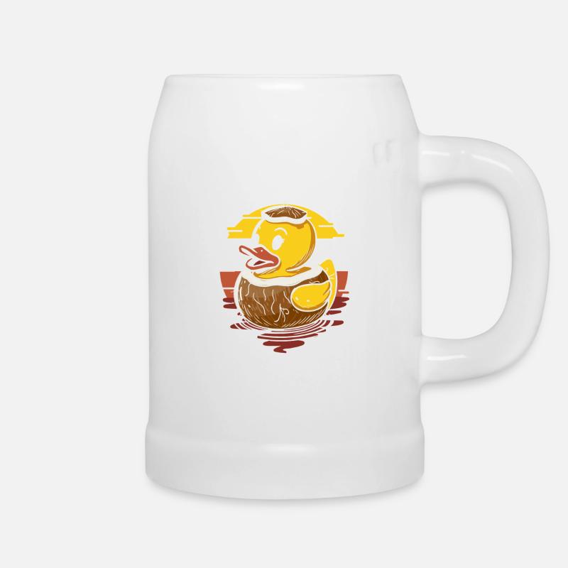 Cute duckling on coconut - Beer Mug - white