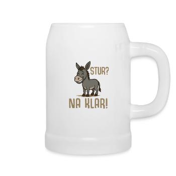 Lustiger Esel Spruch - Stur na klar - Bierkrug - Weiß - Rechts