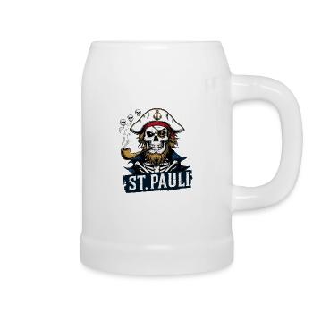 St.Pauli Kiez Hamburg Totenkopf Sankt Pauli - Chope en céramique - blanc - Droite