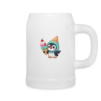 Süßer Pinguin Cartoon Eiscreme Sommer Lustig - Beer Mug - white - Right