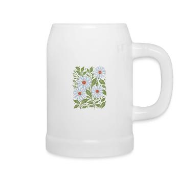 Daisies in Sky Blue Floral - Beer Mug - white - Right