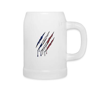 Frankreich Tricolore Kralle Grunge Flagge Kratzer - Bierkrug - Weiß - Rechts