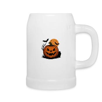 Pumpkin Face Halloween Moonlit Night - Beer Mug - white - Right