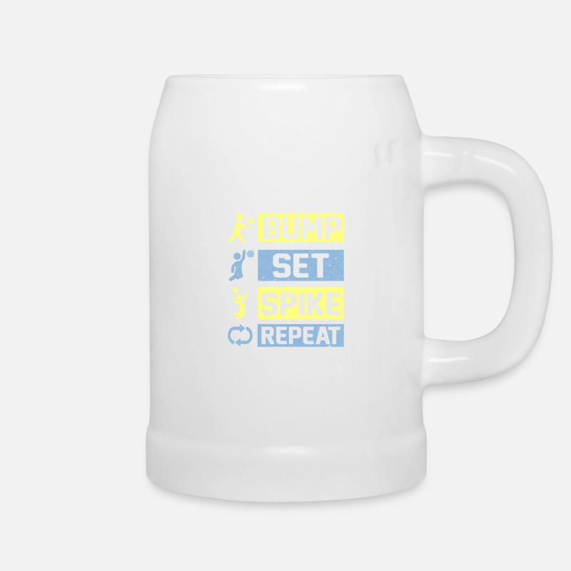 Bump Set Spike Repeat Volleyball - Beer Mug - white