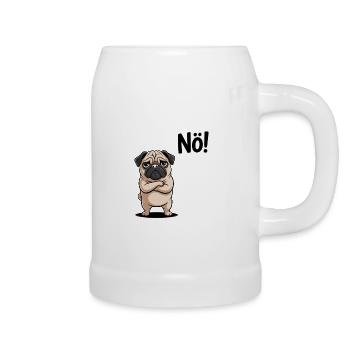Nope Talking Pug Comic Funny - Beer Mug - white - Right