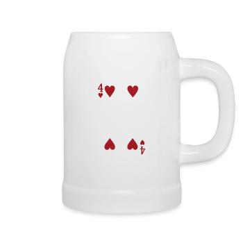 Four Hearts Double Head Card Rome Poker - Beer Mug - white - Right