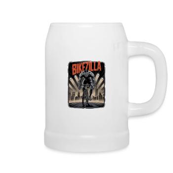 Bikezilla – Retro Monster Bike 1950s Poster - Beer Mug - white - Right