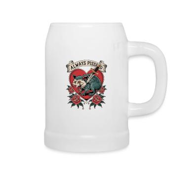 Wütender Wolf Herz Tattoo Stil - Bierkrug - Weiß - Rechts