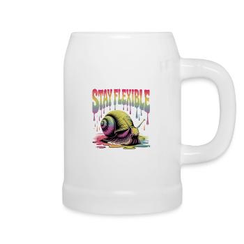 Stay Flexible Colorful Snail Illustration - Beer Mug - white - Right