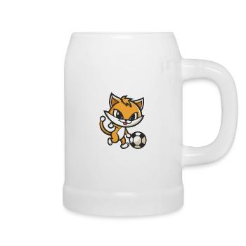 Fuchs Fußball Cartoon - Bierkrug - Weiß - Rechts