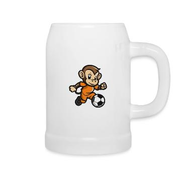 Affe Comic Fußball - Bierkrug - Weiß - Rechts