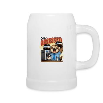 Kaffeebesessenes Faultier Koffein - Bierkrug - Weiß - Rechts