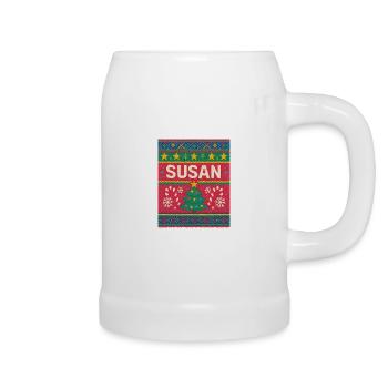 Susan Christmas Knit Art  - Beer Mug - white - Right
