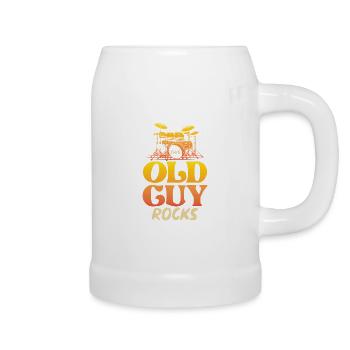 Old Man Rocks Drums - Beer Mug - white - Right