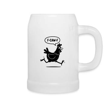 F-CAW-F Rennendes Huhn – Panic Chicken - Bierkrug - Weiß - Rechts