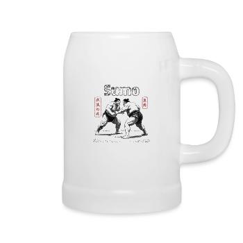Combattants japonais de sumo - Chope en céramique - blanc - Droite