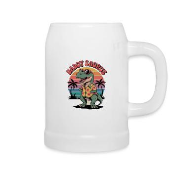 Daddy Saurus Dinosaurier - Bierkrug - Weiß - Rechts