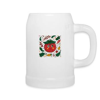 Tomate joyeuse dans la conception de jardin - Chope en céramique - blanc - Droite