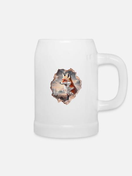 Fuchs und Sternenhimmel - Bierkrug - Weiß