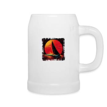 Voilier des années 90 - Chope en céramique - blanc - Droite