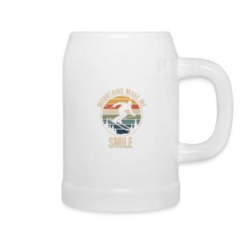 Les montagnes me font sourire Ski rétro - Chope en céramique - blanc - Droite