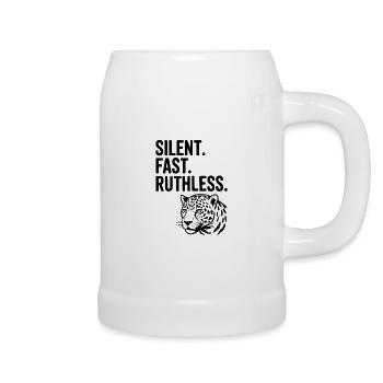 Silent. Fast. Ruthless. - Beer Mug - white - Right