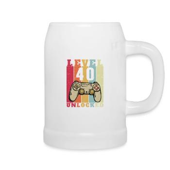 Level 40 Geburtstag Vollständige 40 Jahre - Bierkrug - Weiß - Rechts