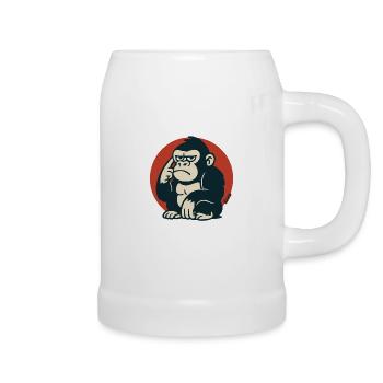 Pensive Monkey in Retro Style - Beer Mug - white - Right