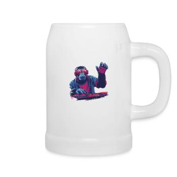 Cool DJ monkey - Beer Mug - white - Right