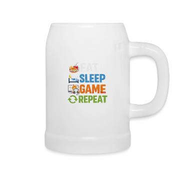 Essen Schlaf Gaming Wiederholen - Bierkrug - Weiß - Rechts
