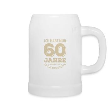 60 Jahre - gut aussehen | Geburtstag Geschenk - Bierkrug - Weiß - Rechts