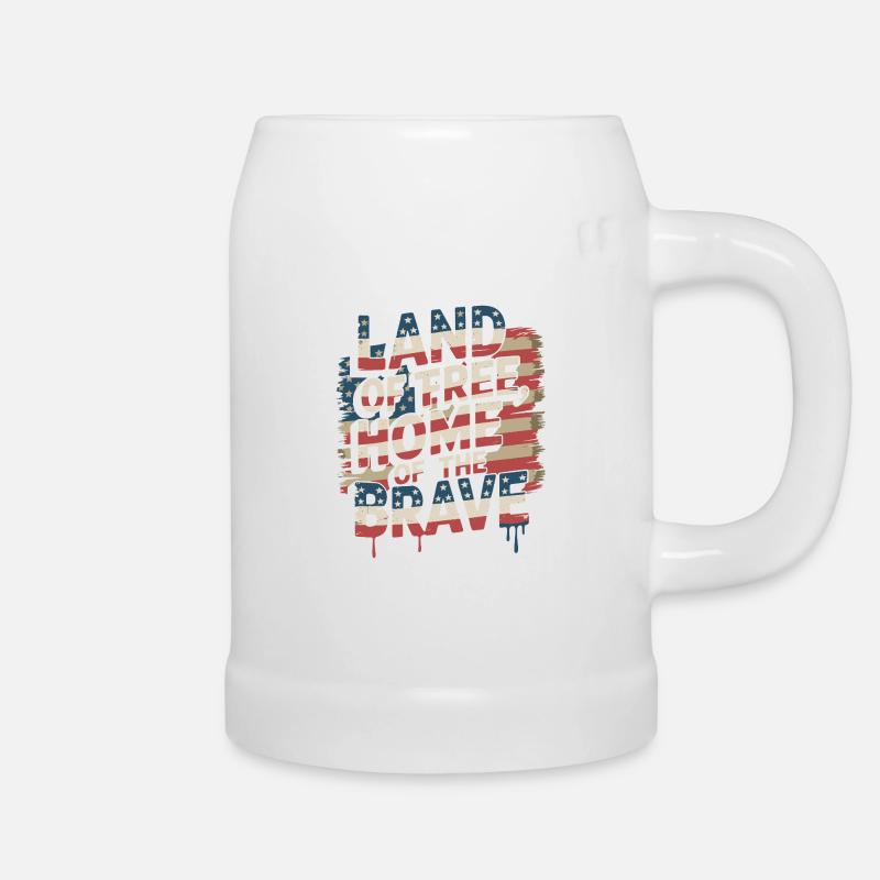 Terre de la Liberté - Drapeau vintage des États-Unis - Chope en céramique - blanc