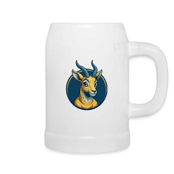 Antelope Kawaii Maskottchen Cartoon Clipart Logo Abzeichen - Bierkrug - Weiß - Rechts