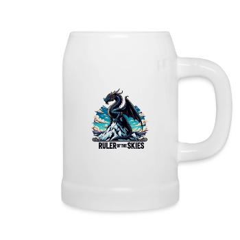 Dragon sky over mountain range - Beer Mug - white - Right