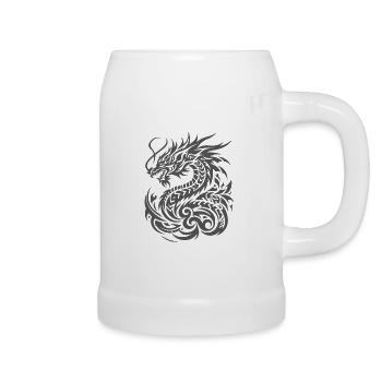 Stammesdrache - Bierkrug - Weiß - Rechts