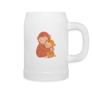 Monkey Mother and Baby Embrace - Beer Mug - white - Right