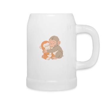Hugging Monkeys Embrace - Beer Mug - white - Right