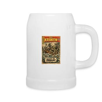 Kraken Sea Monster Vintage Comic - Beer Mug - white - Right