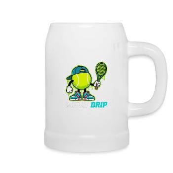 Court Tennis Cartoon - Beer Mug - white - Right