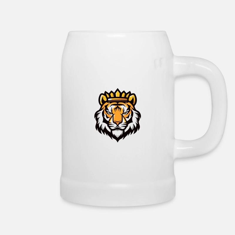 Tiger Kopf Krone - Bierkrug - Weiß