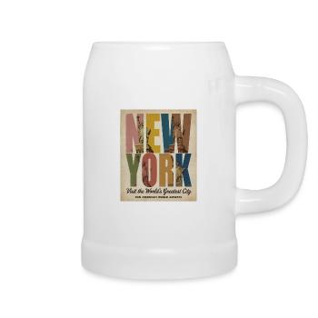 New York Vintage – Statue de la Liberté - Chope en céramique - blanc - Droite