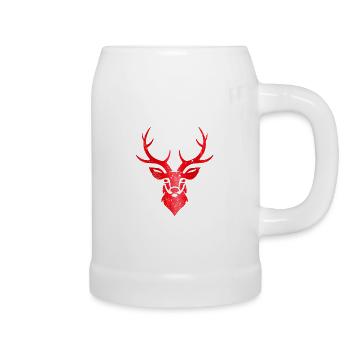 Hirsch Vintage Geweih Retro Hirschgeweih Souvenir - Bierkrug - Weiß - Rechts